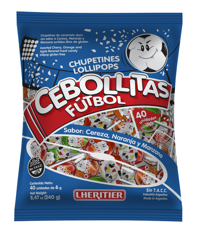 CEBOLLITAS Futbol sabor Cereza, Naranja y Manzana