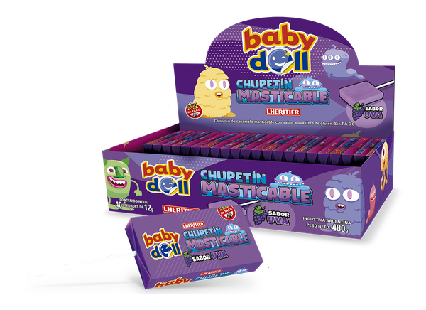 Chupetines Masticables BABY DOLL sabor Uva