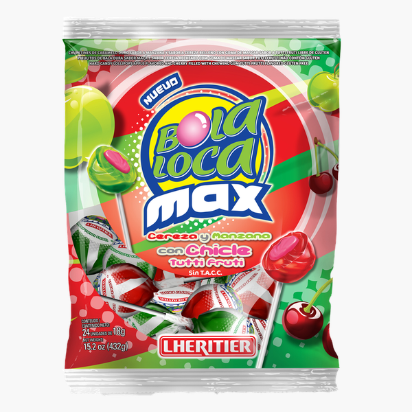 BOLA LOCA MAX Cereza - Manzana relleno con chicle