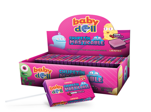 Chupetines Masticables BABY DOLL sabor Cereza